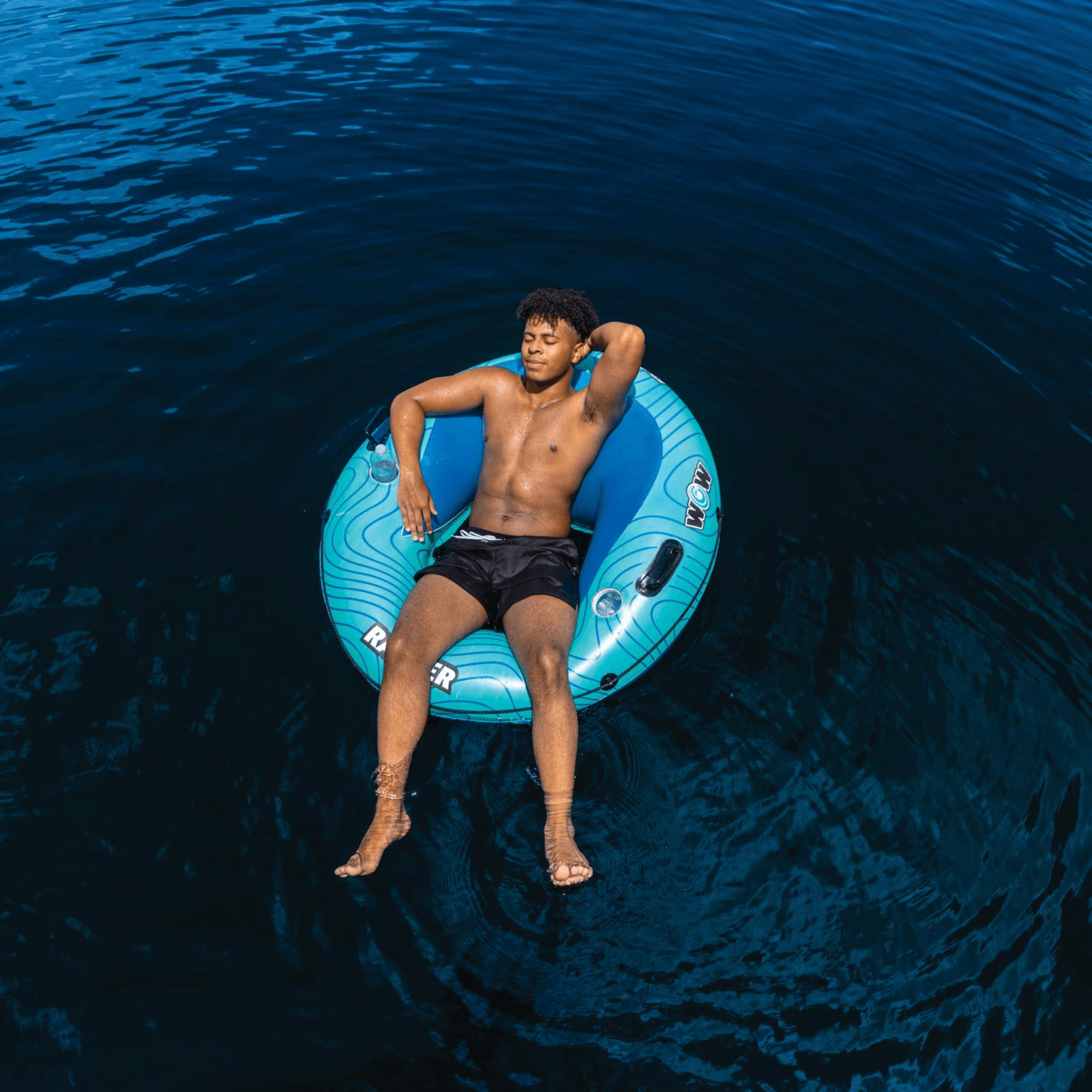 WOW Watersports Ranger 1-Person River Tube with Mesh Bottom and Cup Holder