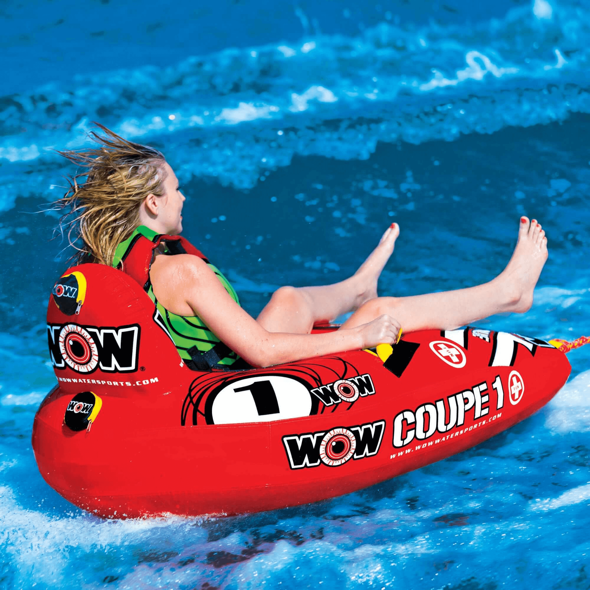 WOW Watersports Coupe 1 Person Ski Tube with Backrest and Leg Rest