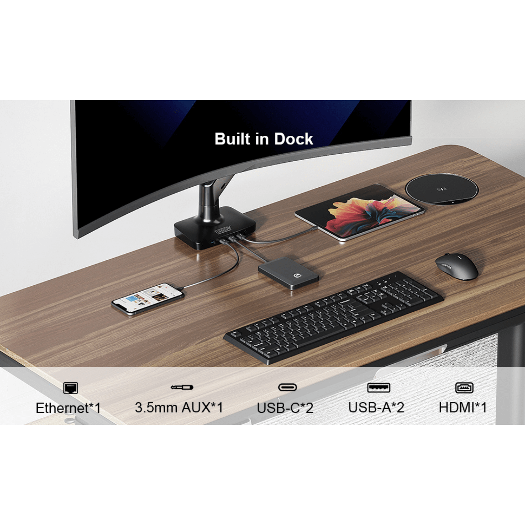 ErgoAV ErgoLink Motion Desk Mount for Single Monitors up to 34" and 22 lbs