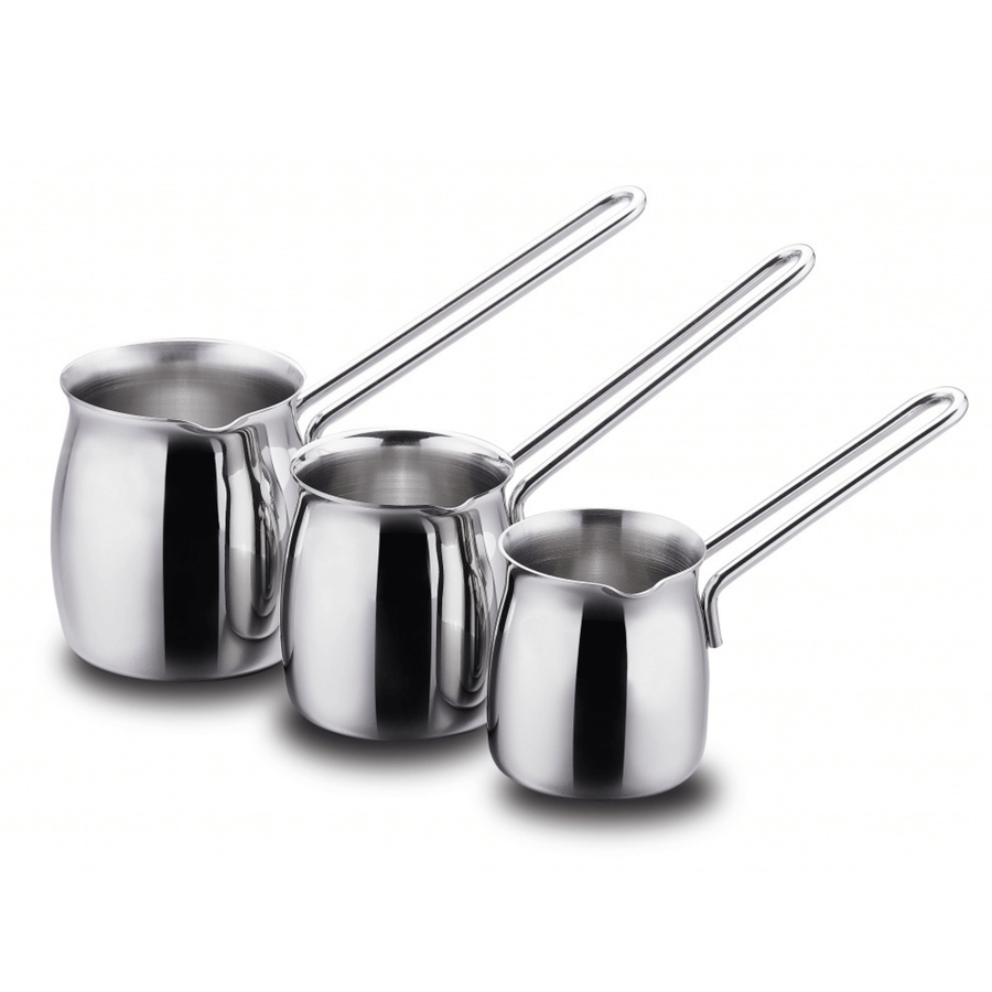 Korkmaz Tombik 3 Piece Stainless Steel Turkish Coffee Pot Set