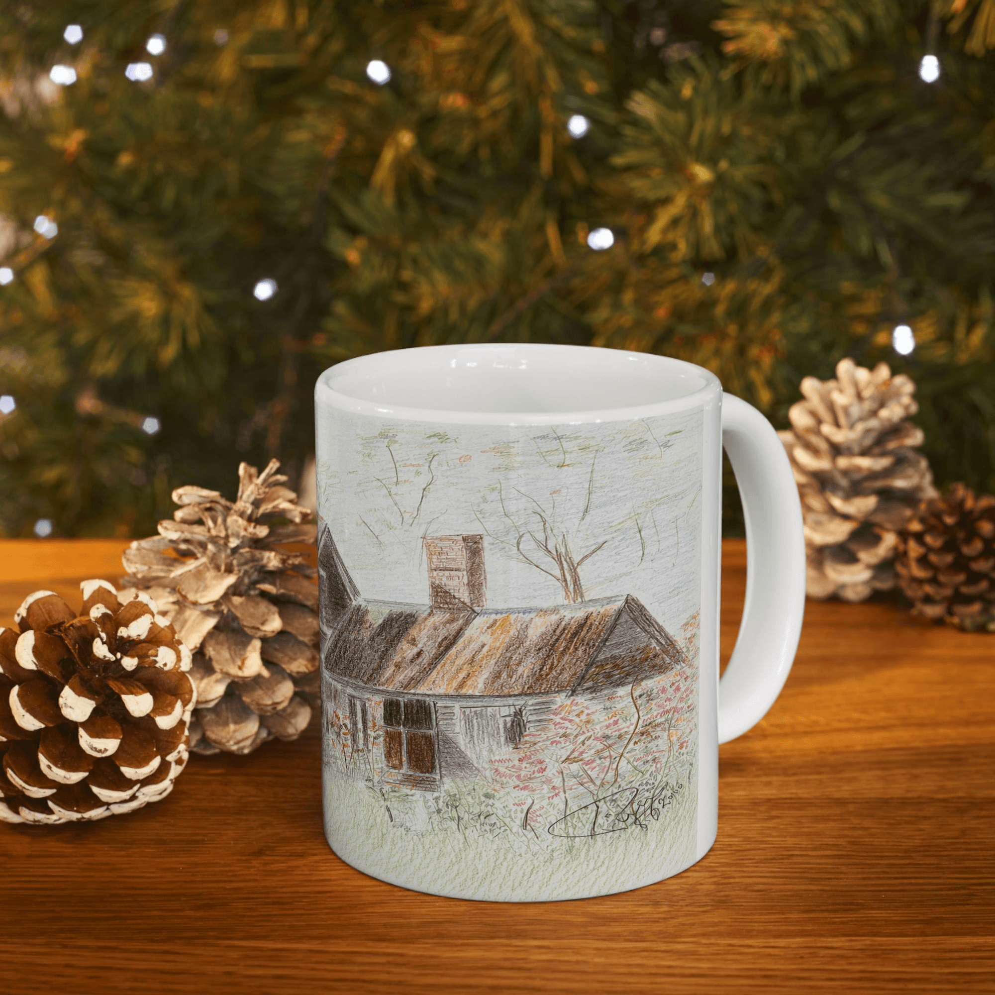PimsArt Country Cottage Sketch Mug From Original Drawing