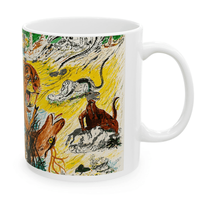 PimsArt Prehistoric Sabertooth Tiger Scene Mug From Original Painting