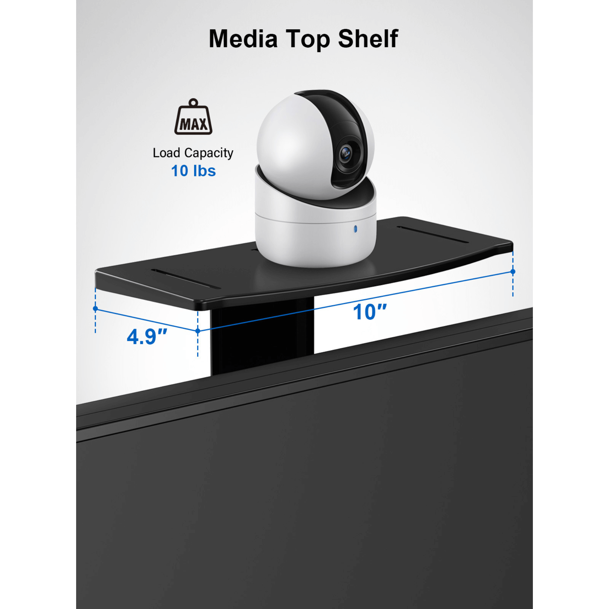 ErgoAV Movable Height-Adjustable Cart with Camera Shelf for TVs 49" to 85"