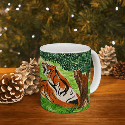 PimsArt Fierce Roaring Tiger Pair Mug From Original Painting