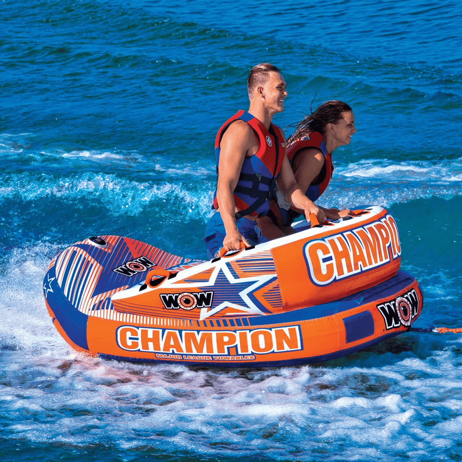 WOW Watersports Champion 2-Person Towable with EZ-Up Nose for Minimal Drag and Footrest