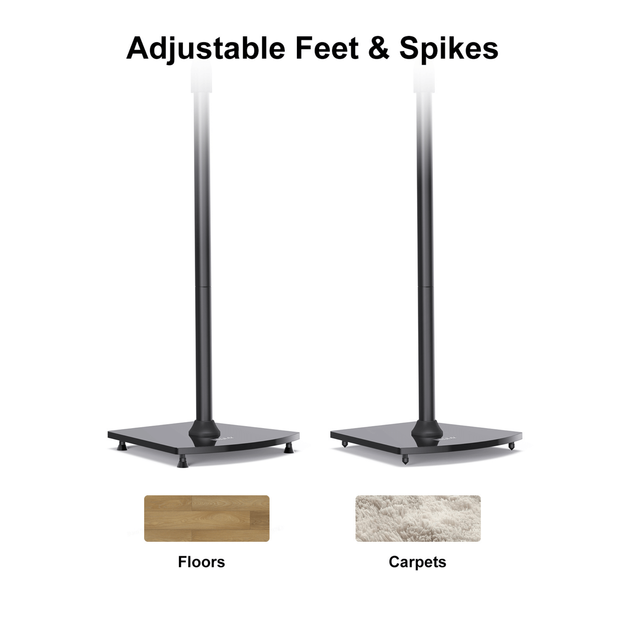 ErgoAV 1-Pair Adjustable Height Bookshelf Speaker Stands