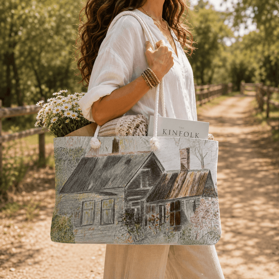 PimsArt Peaceful Countryside Cottage Weekender Bag From Original Drawing