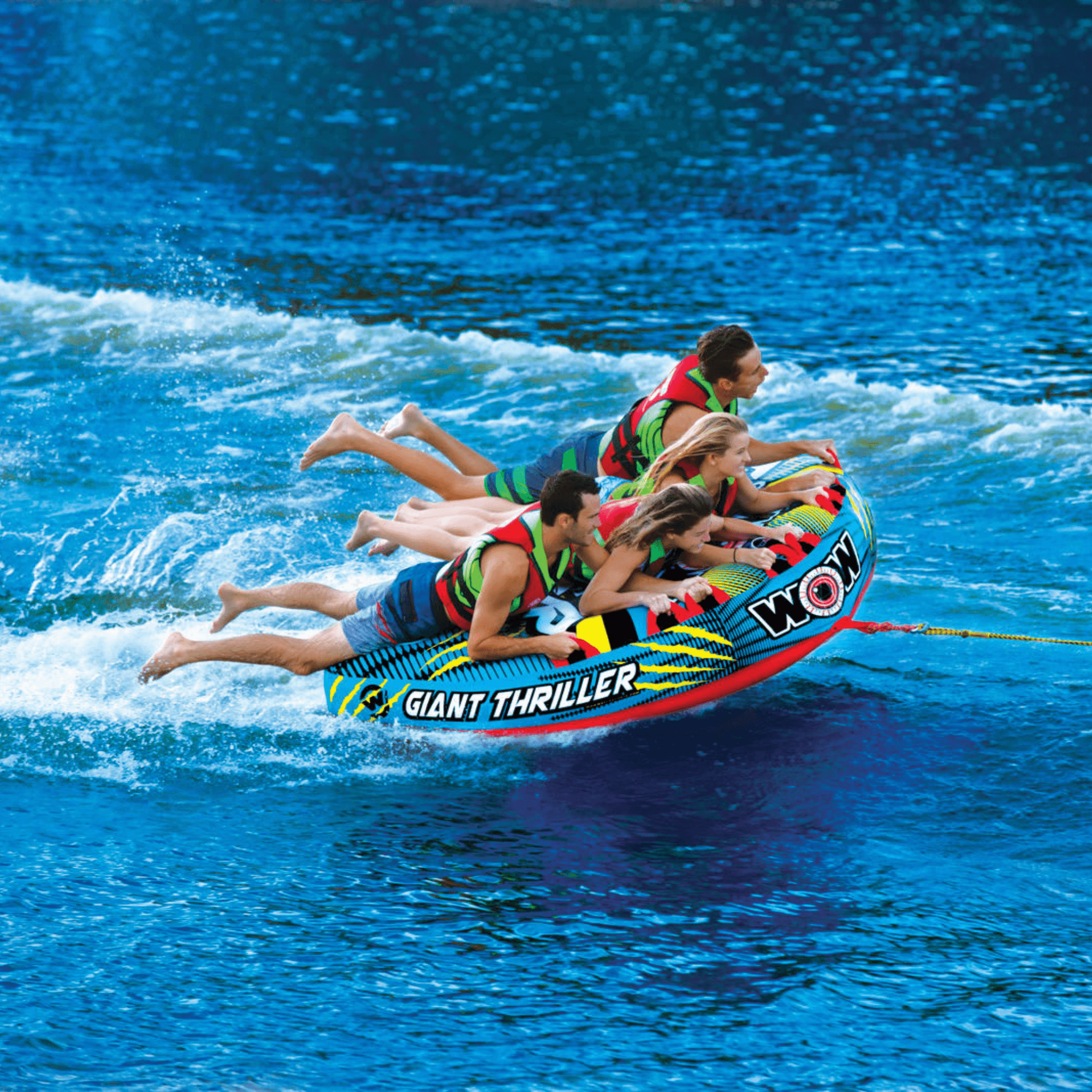 WOW Watersports Giant Thriller 1 to 4 Person Inflatable Towable Deck Tube