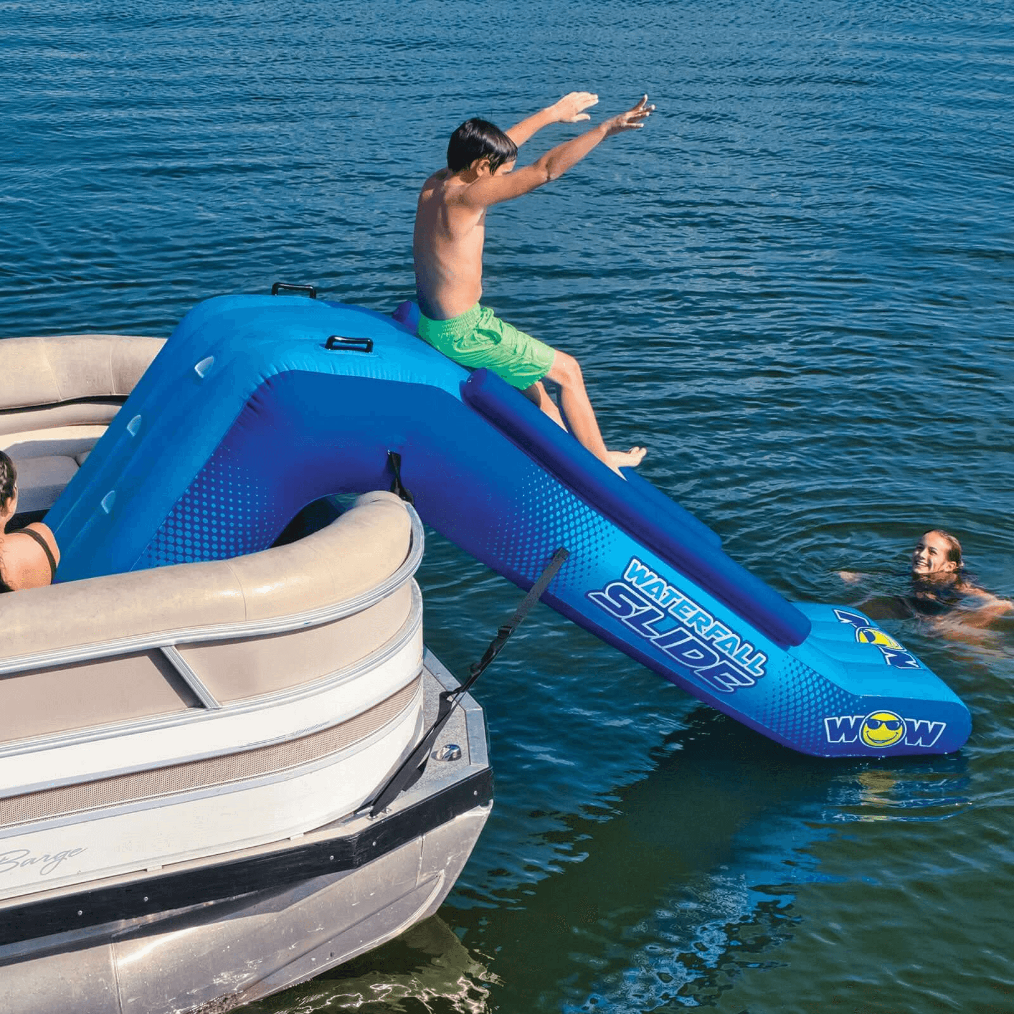 WOW Watersports Pontoon Waterfall Slide with Inflatable Safety Rails