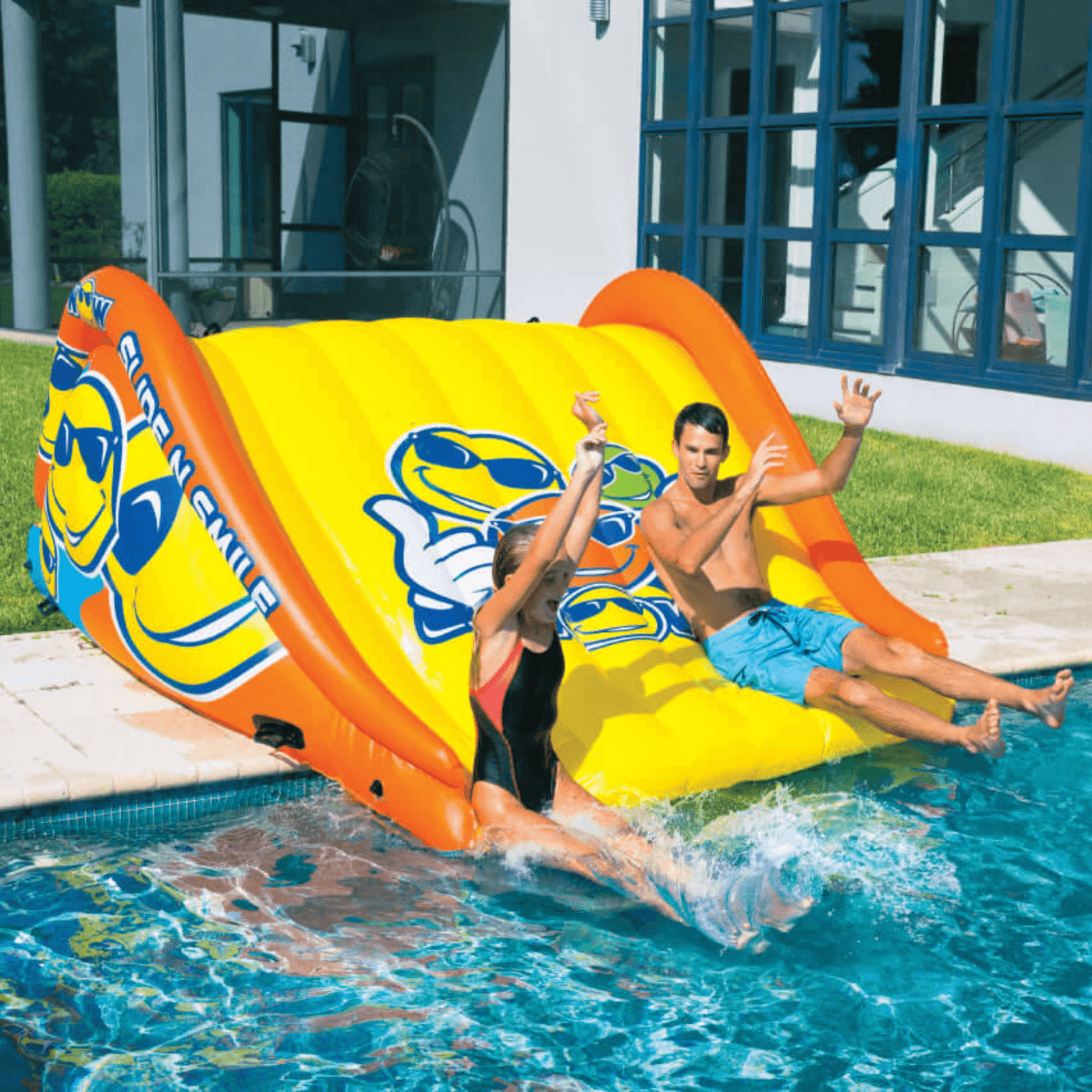 WOW Watersports Slide N Smile Floating 2 Lane Waterslide