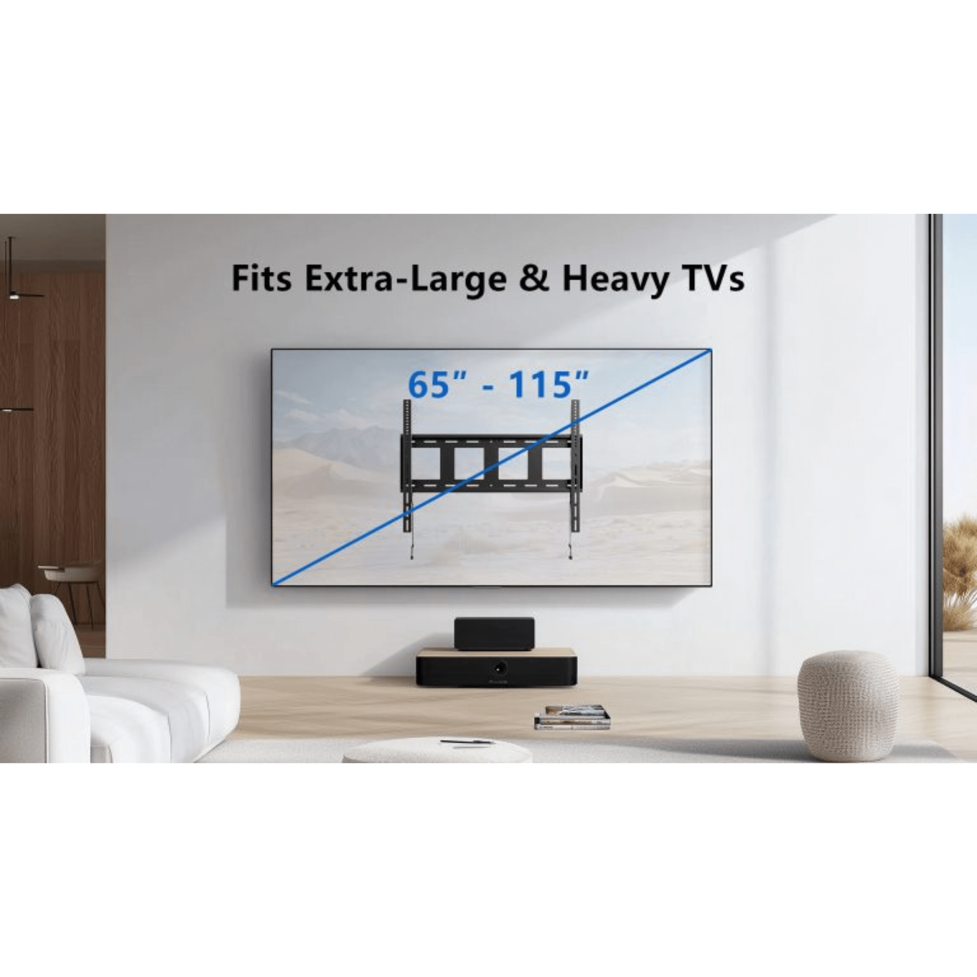 ErgoAV Extra Large Low Profile Fixed Mount for 65" to 115" TVs