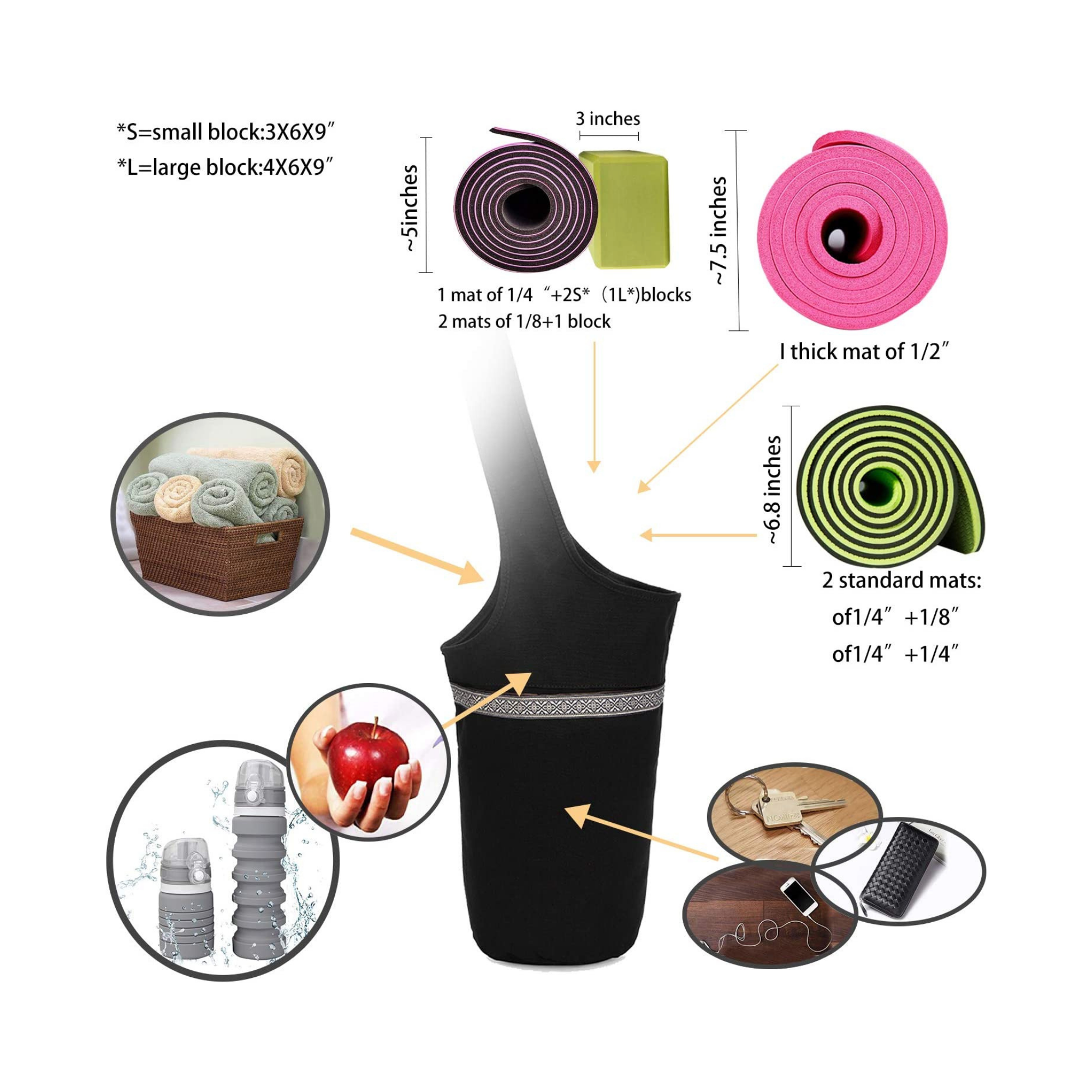 JupiterGear Yoga Mat Carrying Tote Bag with Large Size Pockets | Multipurpose and Fit Most Size Mats