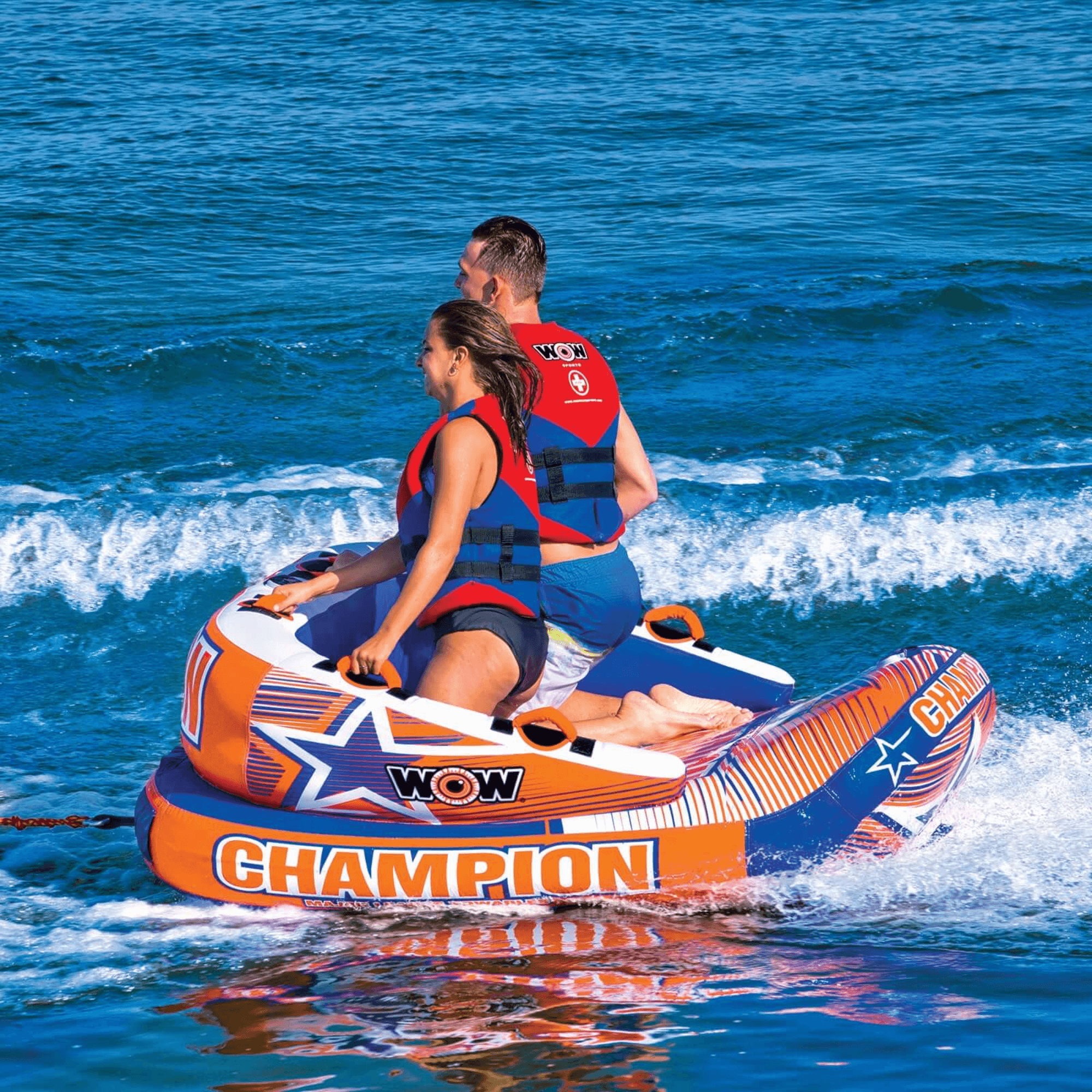 WOW Watersports Champion 2-Person Towable with EZ-Up Nose for Minimal Drag and Footrest