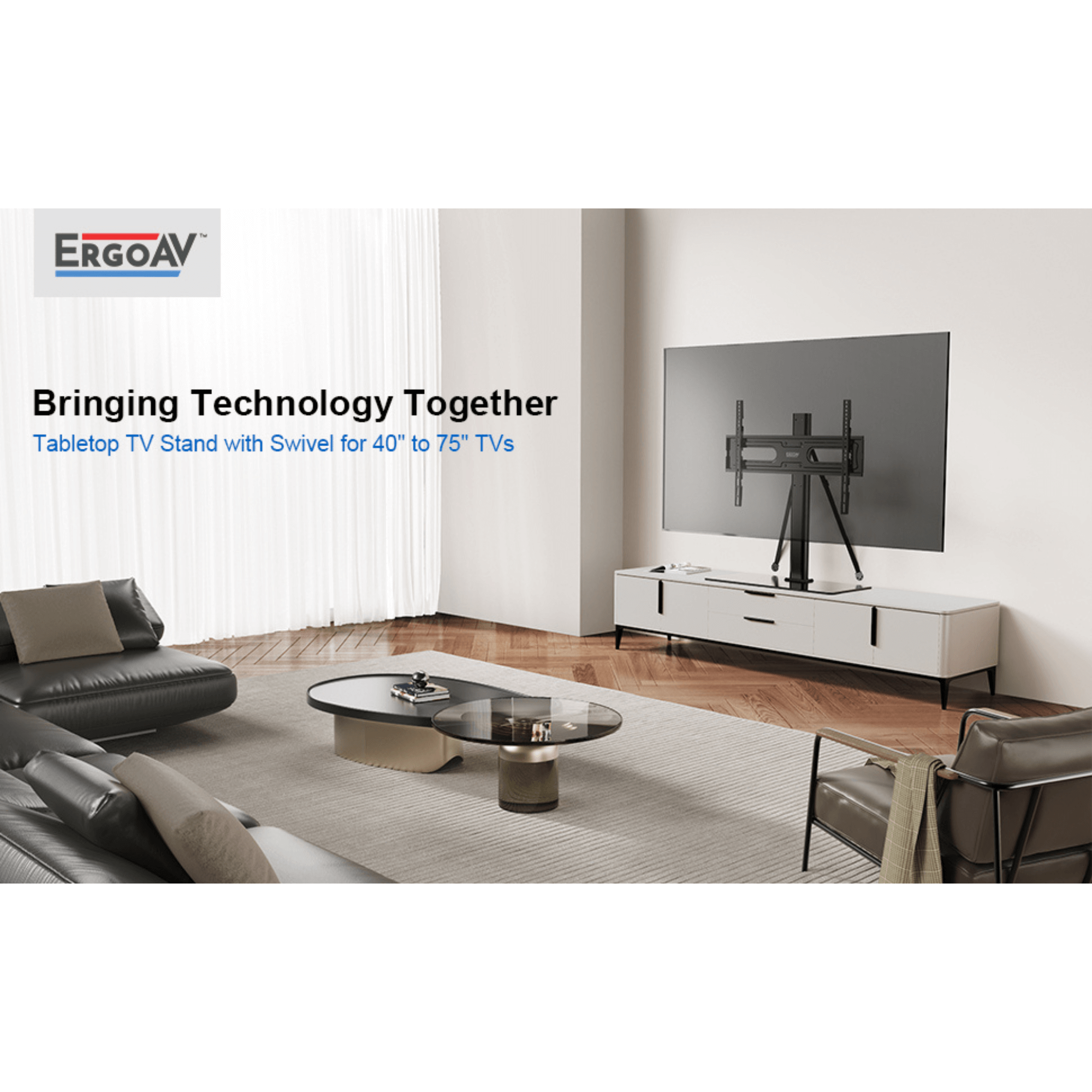 ErgoAV Tabletop TV Stand with Swivel for 40" to 75" TVs