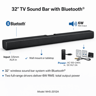 Naxa 32" Bluetooth TV Sound Bar - Refurbished
