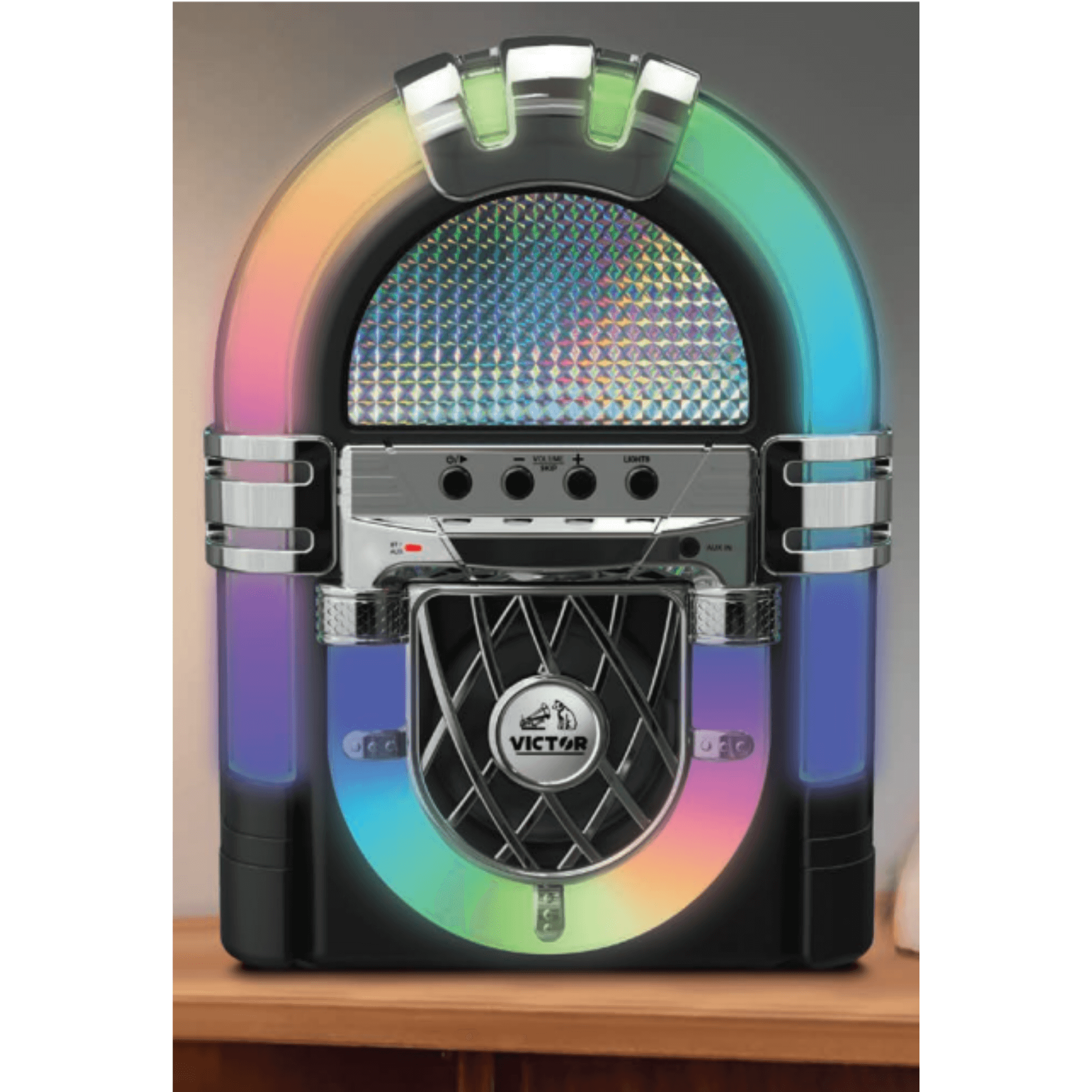Victor BLVD Mini Bluetooth Jukebox with Multicolor LED Lighting Victor BLVD Mini Bluetooth Jukebox with Multicolor LED Lighting