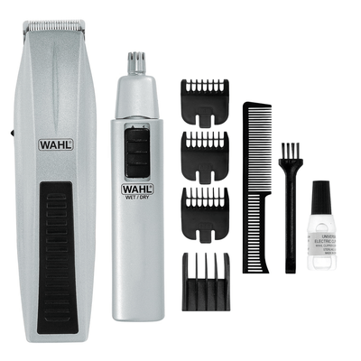 Wahl Battery Operated Beard and Nose-Hair Trimmer Mens Grooming 9-Piece Combo