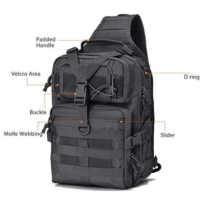 Tactical Military Sling Backpack 15L Shoulder Bag Molle Outdoor Daypack Backpack with Adjustable Strap