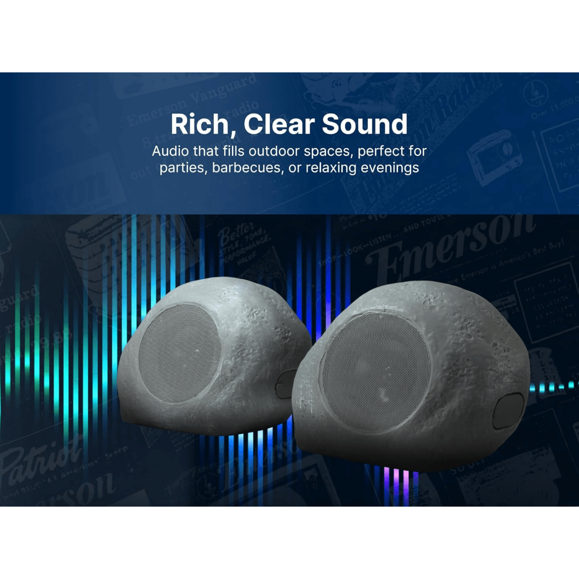 Emerson 1-Pair Mini Pebbles Duo Bluetooth Speakers with TWS