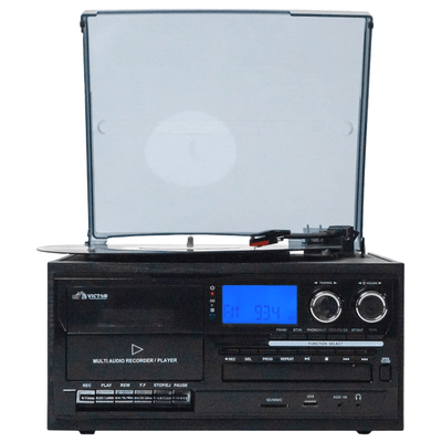 Victor Cosmopolitan 8-in-1 Turntable Music Center Black - Refurbished