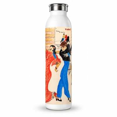 PimsArt Spanish Flamenco Dance Water Bottle From Original Drawing