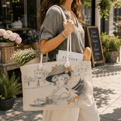 PimsArt Art Nouveau Victorian Lady Weekender Bag From Original Drawing