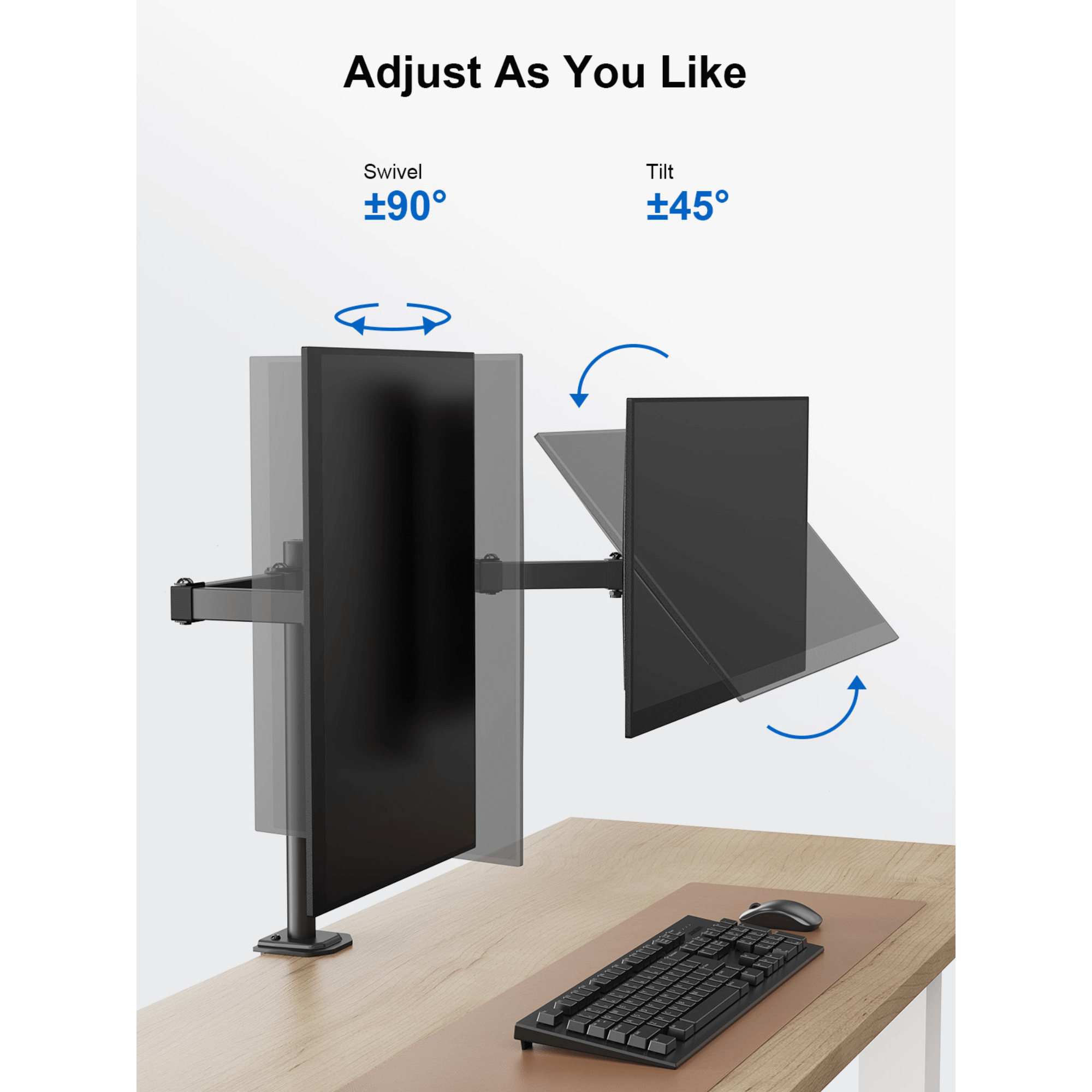 ErgoAV Motion Desk Stand for Dual Monitors 13" to 27" up to 17lbs