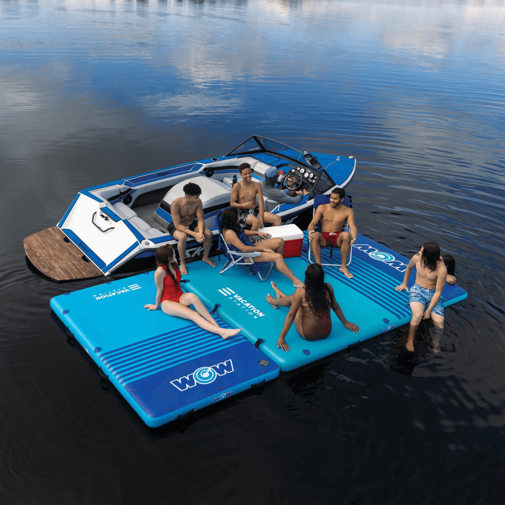 WOW Watersports 8'x5'x6" Drop Stitch Vacation Station Dock w 4 Handles