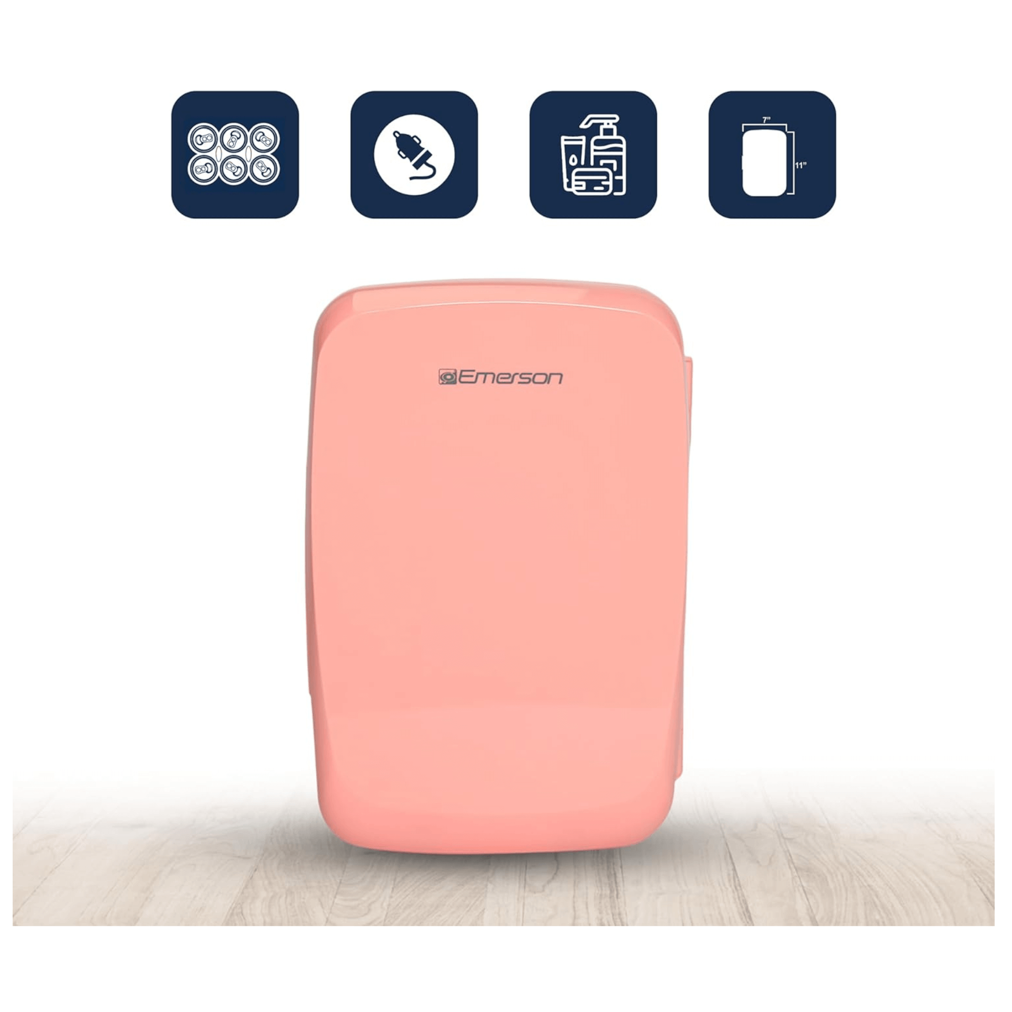 Emerson Portable Mini Fridge Cooler Quiet w Secure Latch and Holds up to 6 Cans