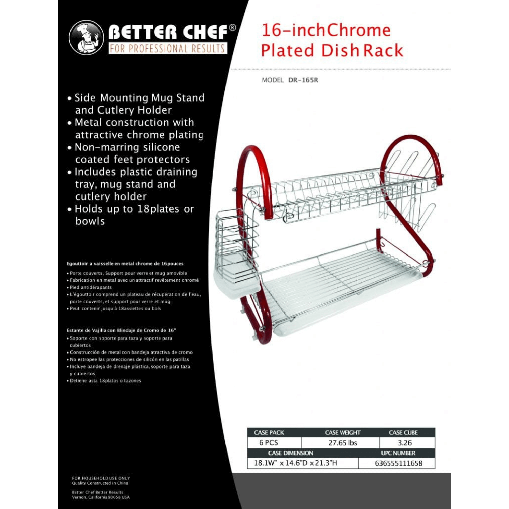 Better Chef 16" 2-Level Colored-Chrome-Plated S-Shaped Dish Rack