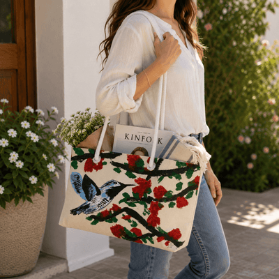 PimsArt Hummingbird Floral Weekender Bag From Original Painting