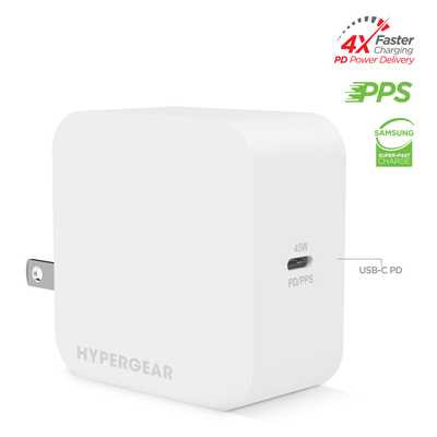 HyperGear SpeedBoost 45W USB-C PD/PPS Laptop Wall Charger with PPS