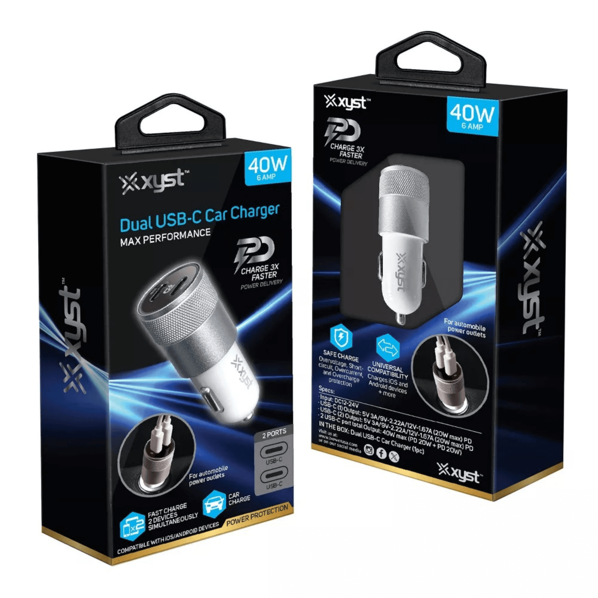 Xyst 40-Watt Dual USB-C Car Charger