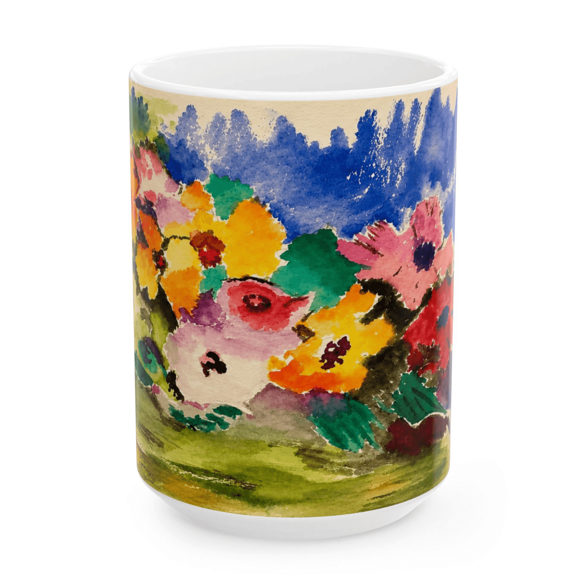 PimsArt Vibrant Watercolor Floral Mug From Original Painting