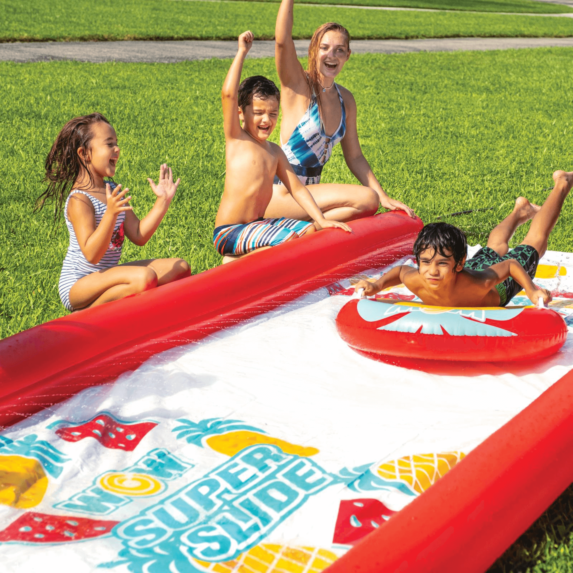 WOW Watersports Pineapple Super Backyard Lawn Slide with High Side Walls and Sprayers