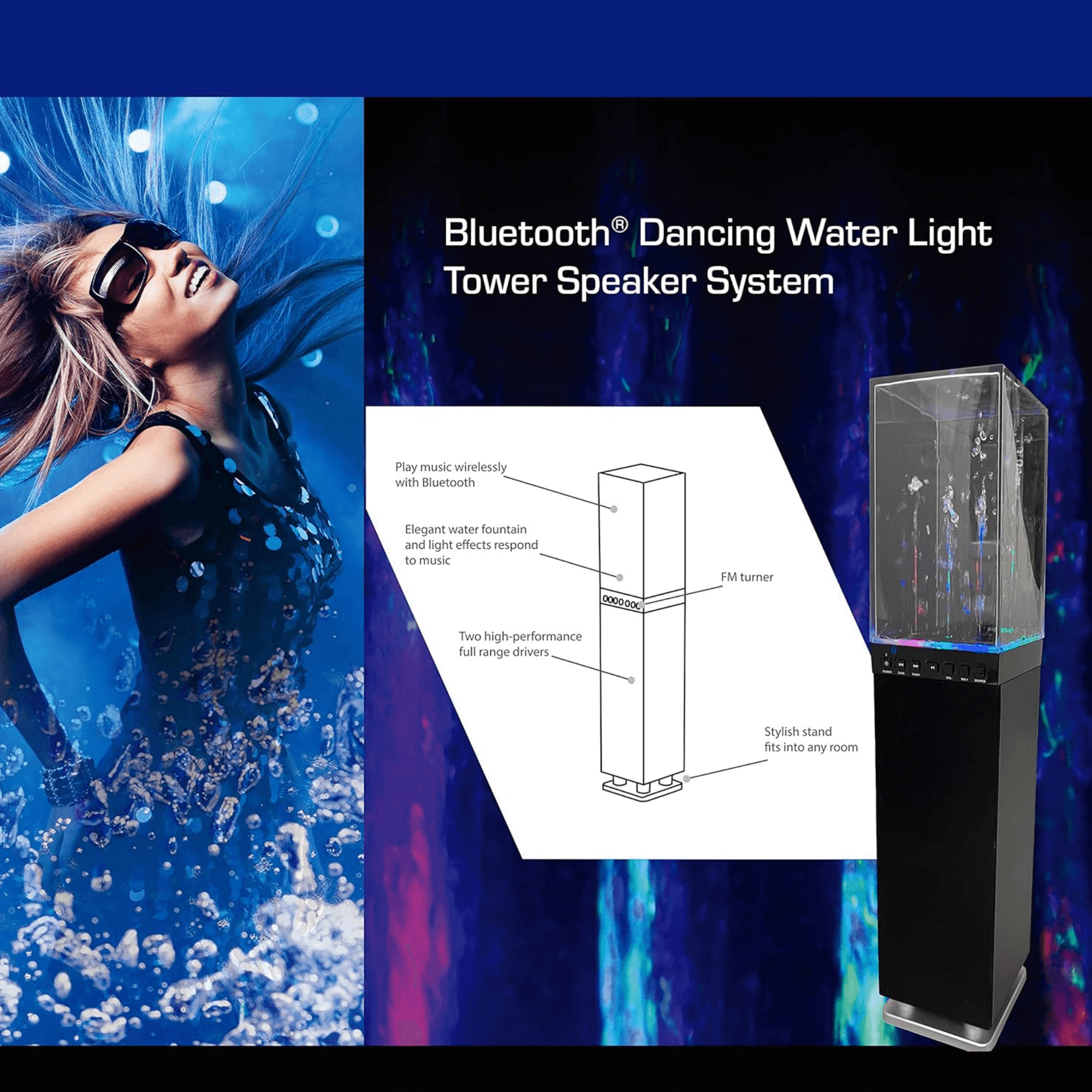 Naxa Dancing Water Light Tower BT Speaker System - Refurbished