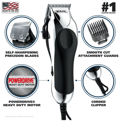 Wahl 24-Piece Chrome Pro Hair Clipper Kit Made in USA