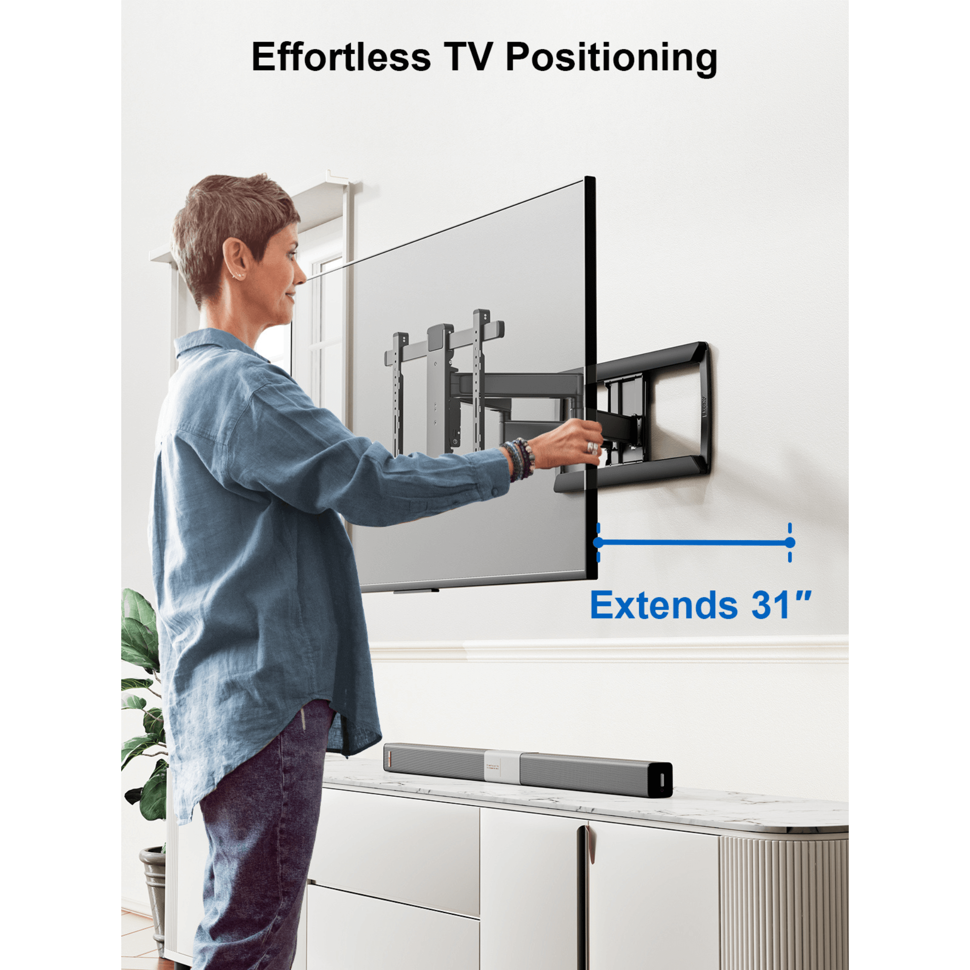 ErgoAV Motion Mount with Dual Arms and IsoTILT Technology for TVs 42" to 90"