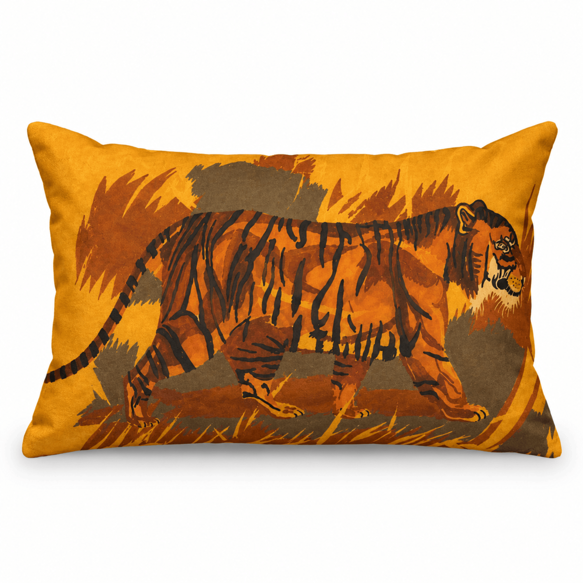 PimsArt Amber Tiger Jungle Scene Pillow Sham From Original Painting