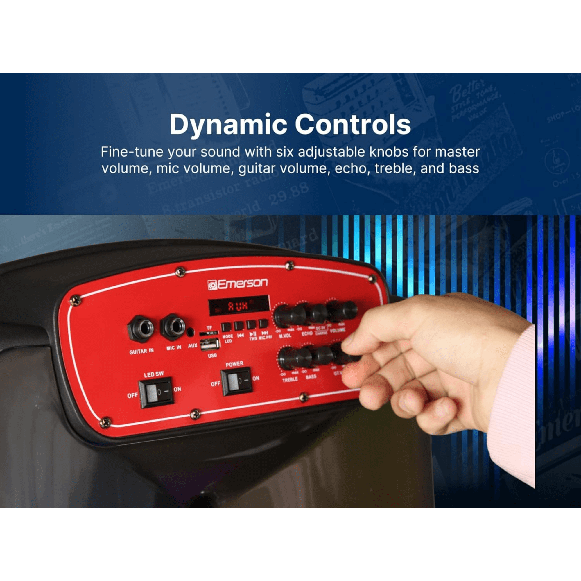 Emerson Portable Bluetooth 15" Party Speaker with Flame Lighting