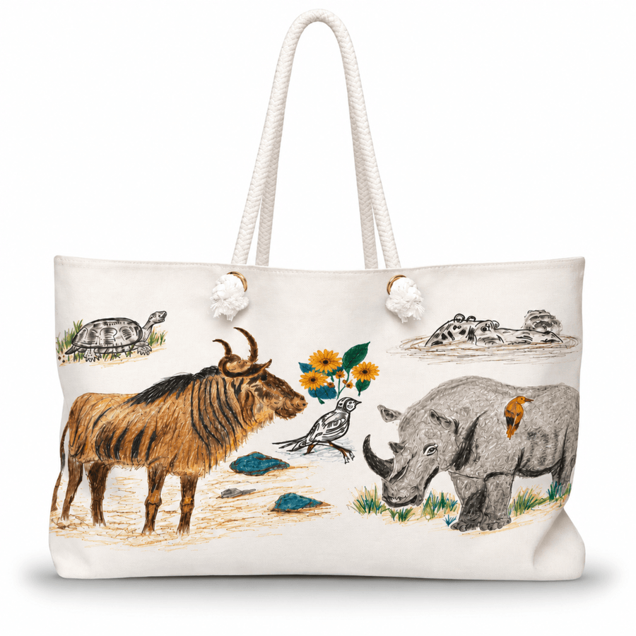 PimsArt African Safari Wildlife Weekender Bag From Original Drawing