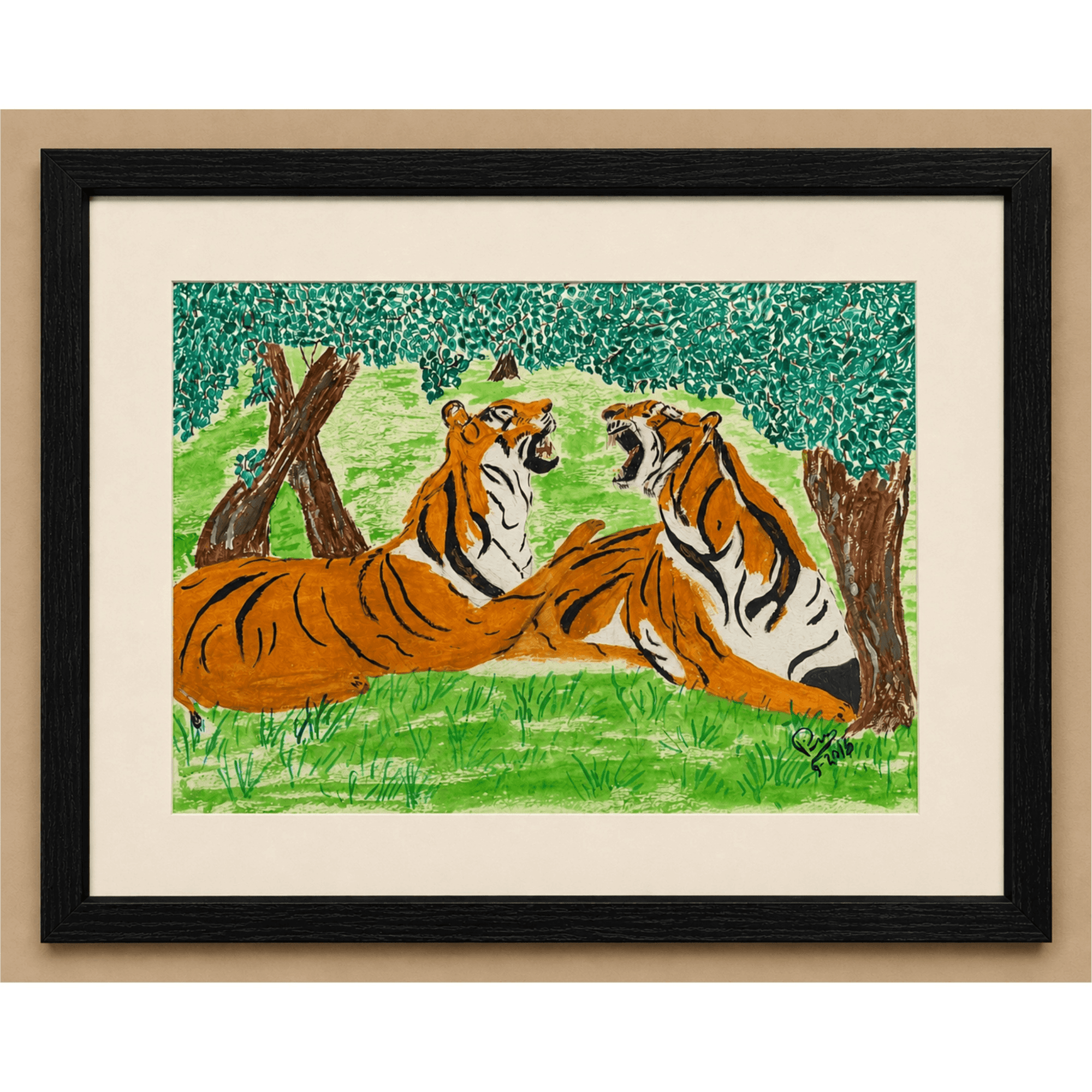 PimsArt Wild Tigers Roaring Weekender Bag From Original Painting