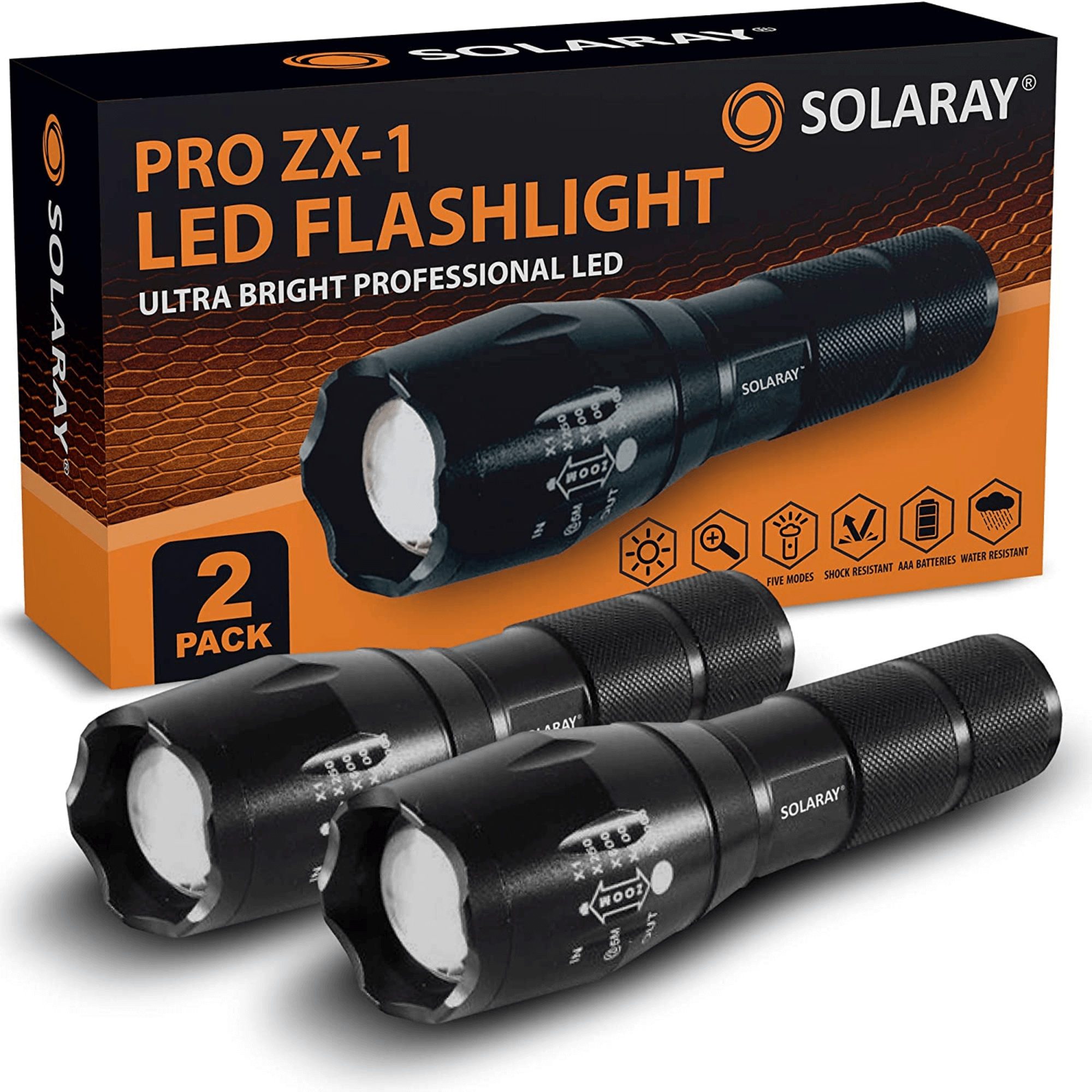 Solaray ZX-1 AAA Battery LED Flashlight 2-Pack