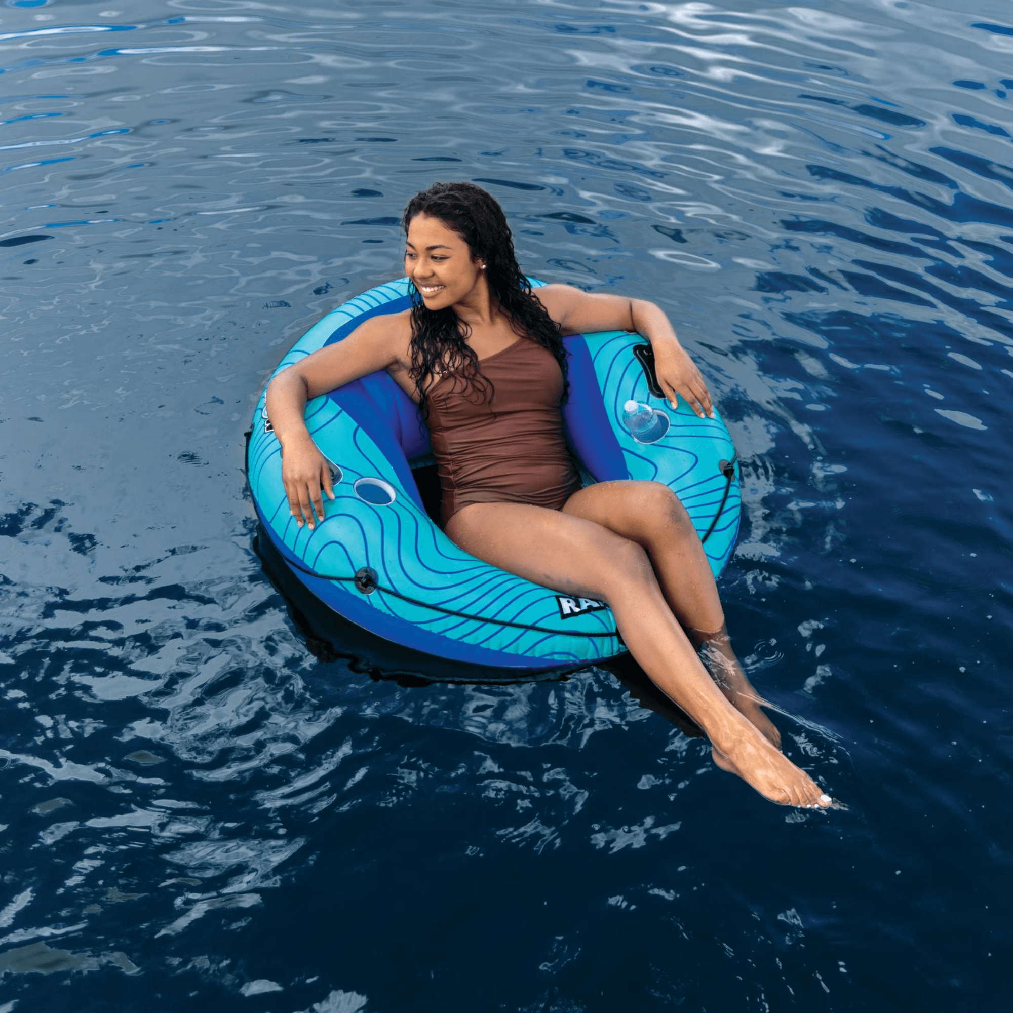 WOW Watersports Ranger 1-Person River Tube with Mesh Bottom and Cup Holder