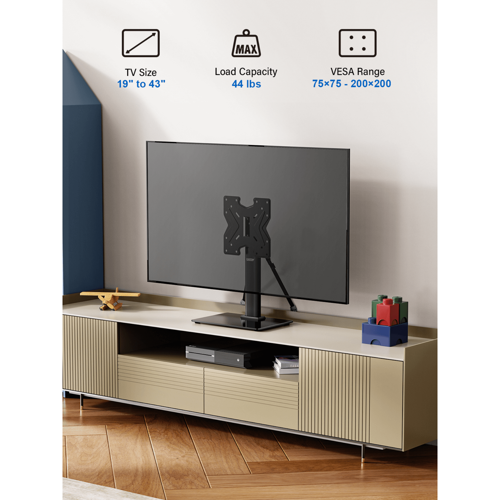 ErgoAV Tabletop TV Stand with Swivel for 19” to 43” TVs