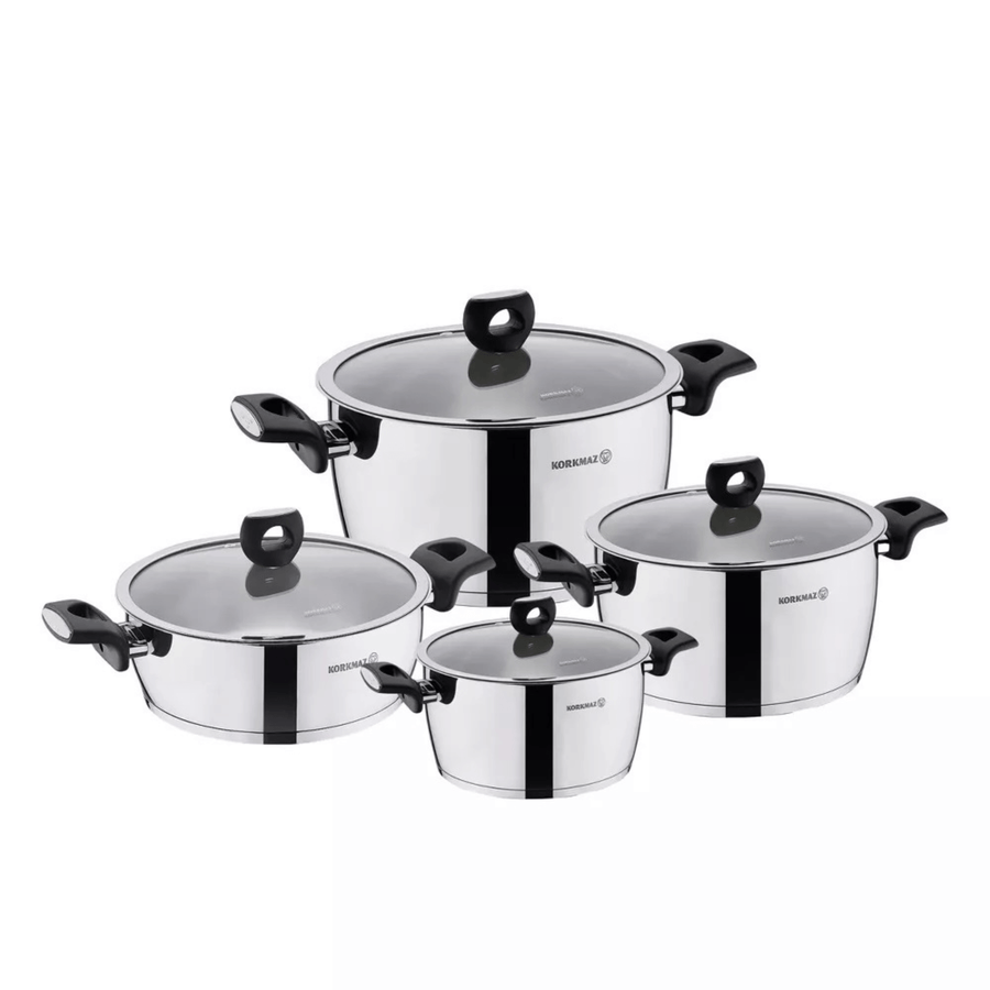 Korkmaz Nora 8 Piece Stainless Steel Casserole Cookware Set