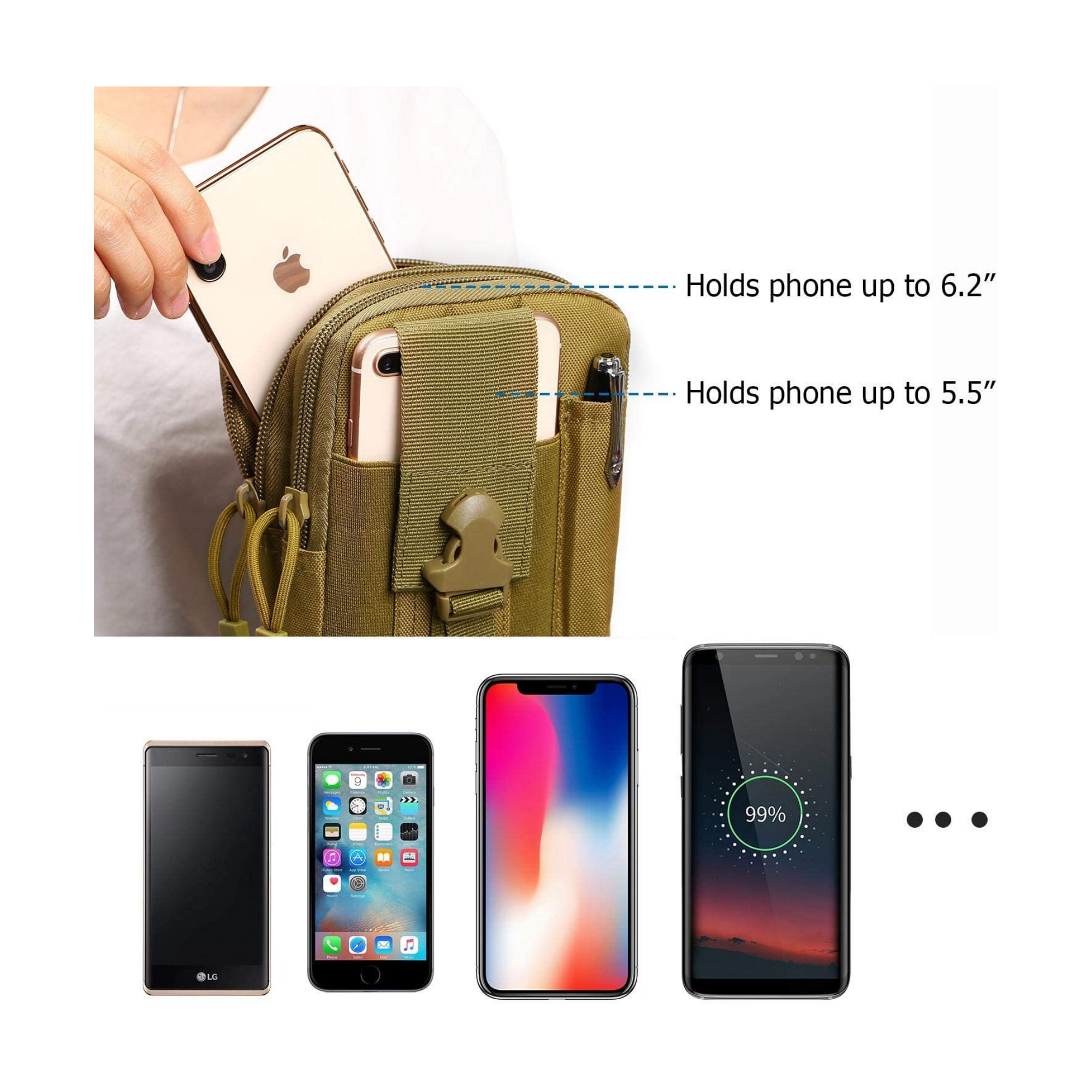 JupiterGear Tactical MOLLE Military Pouch Waist Bag for Hiking, Running and Outdoor Activities