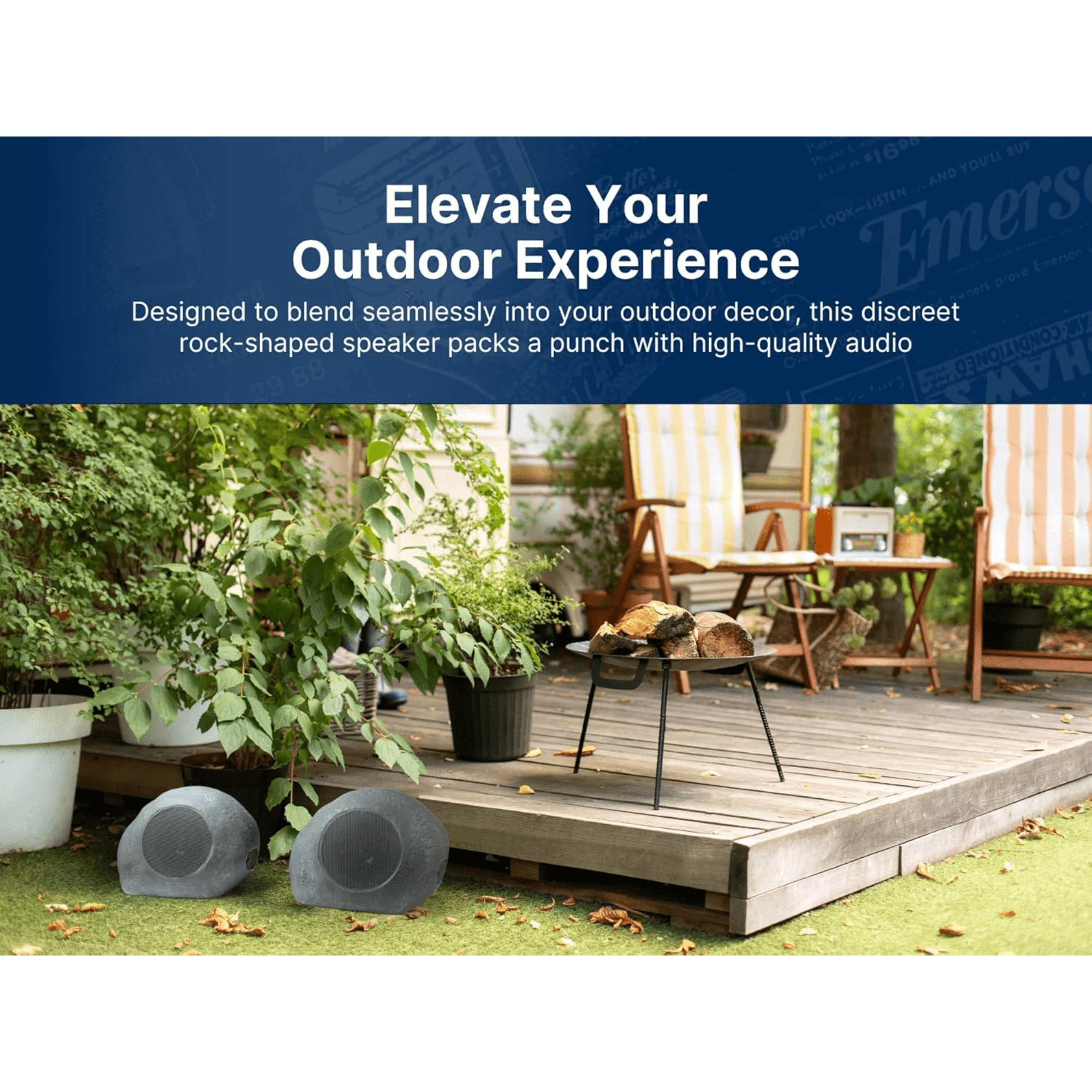 Emerson 1-Pair Mini Pebbles Duo Bluetooth Speakers with TWS