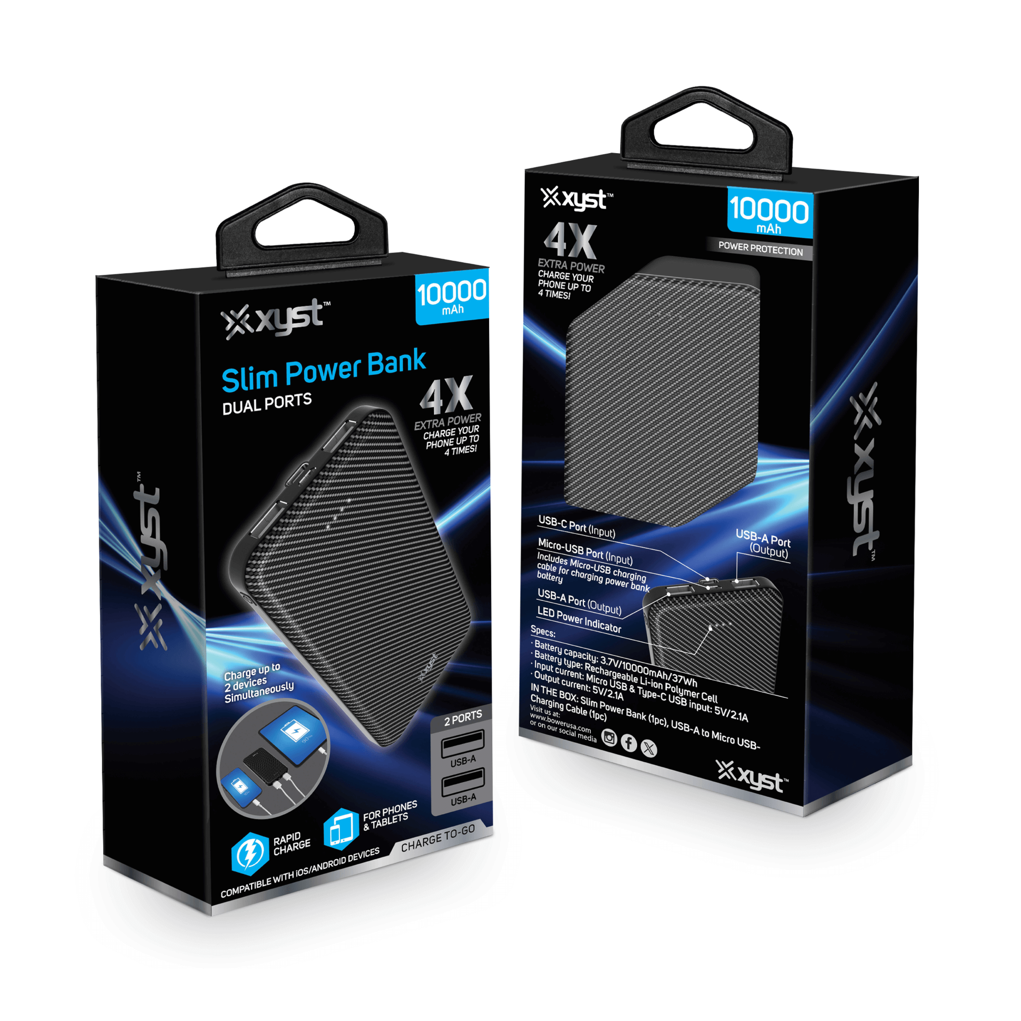 Xyst Super Slim 10000mAh Dual USB Power Bank