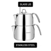 Korkmaz Perla Mega 3-Piece Stainless Steel Teapot Set